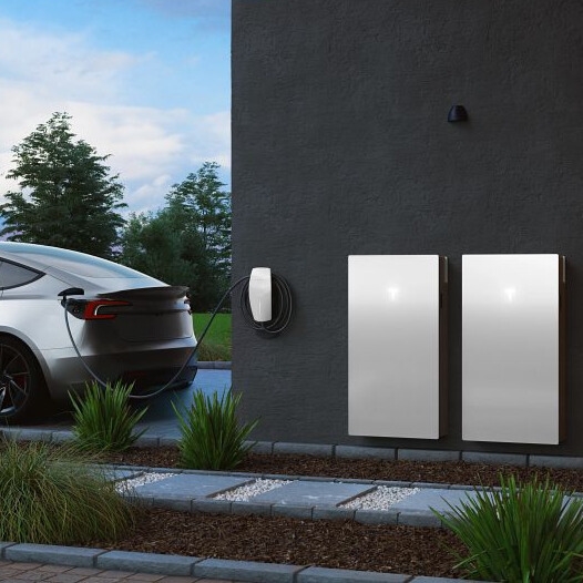 Tesla Wall Connector charging Tesla Model 3. Available for sale and installation from Solahart